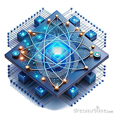 Exploring quantum computing unveiling the future isolated on White Background Stock Photo