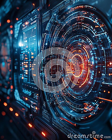 Exploring quantum cryptography and futuristic data interfaces Stock Photo