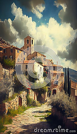 Exploring the Rustic Charm of Corsica's Ancient Village Hill Stock Photo