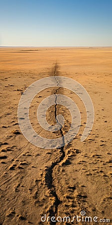 Exploring The Sahara: A Captivating Journey Through A Broken Road Stock Photo