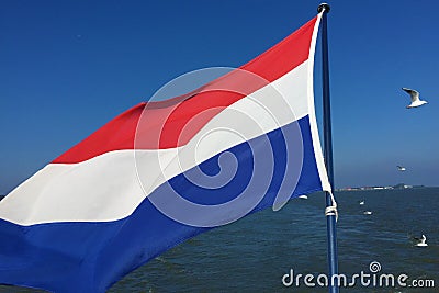 Charming cites of North Holland - leaving Volendam by boat Stock Photo