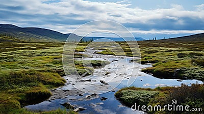 Exploring The Tranquil Tundra Landscape: A Journey Through Arctic Wilderness Stock Photo