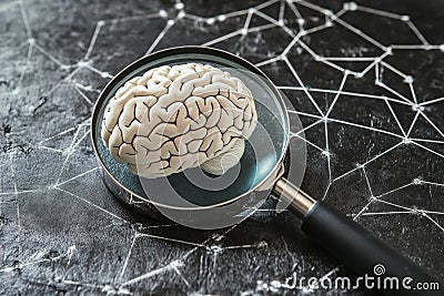 Exploring transparency and oversight in artificial intelligence through a magnified brain and network design Stock Photo