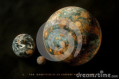 Exploring the unique characteristics of two distinct planets in the vastness of space Stock Photo
