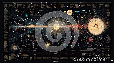 Exploring the Universe Map with Deeper Insights from Quantum Physics and Quantum Mechanics Concepts Stock Photo