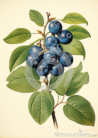 Exploring the Vibrant World of Blueberries: A Stunning Digital I Cartoon Illustration