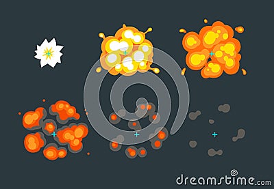 Explosion animation for game Vector Illustration