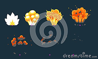 Explosion animation for game Vector Illustration