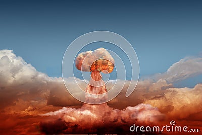 Explosion of atomic bomb Stock Photo