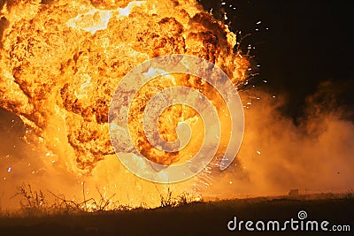 Explosion with big fireball 01 Stock Photo