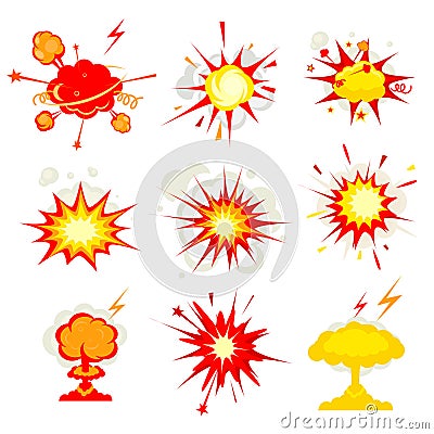 Explosion, blast or bomb bang fire Vector Illustration