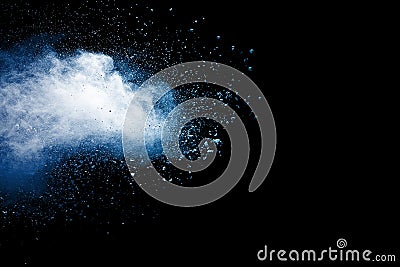 Explosion of blue powder Stock Photo