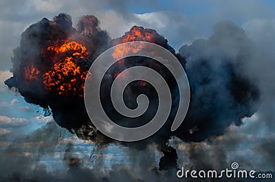 Explosion after bombing Stock Photo