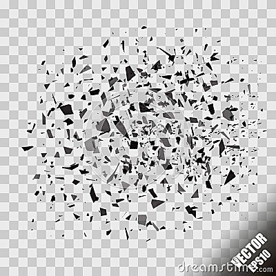 Explosion cloud of black pieces Vector Illustration