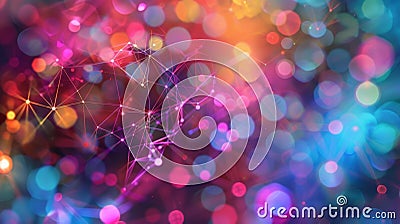 An explosion of colorful interconnected shapes and lines evoking the complexity of blockchain encryption ods Stock Photo
