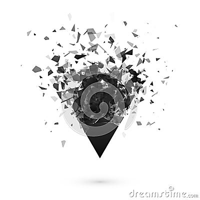 Explosion effect. Shatter dark triangle. Abstract cloud of pieces after explosion. Vector illustration Vector Illustration