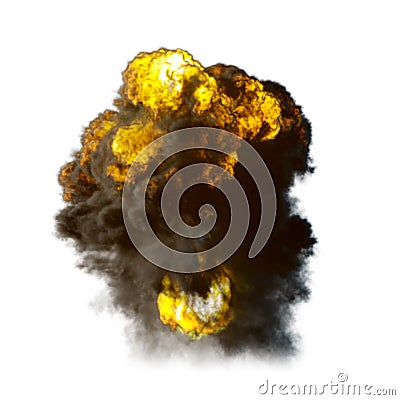 Explosion with fire and smoke isolated Stock Photo