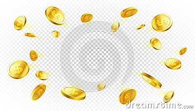 Explosion of gold coins Vector Illustration