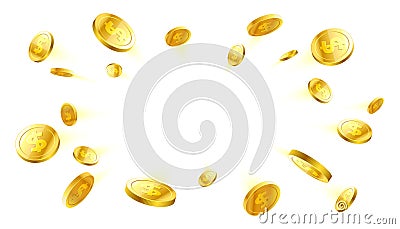 Explosion of gold coins with place for tex Vector Illustration