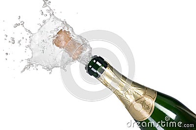 Explosion of green champagne bottle cork Stock Photo