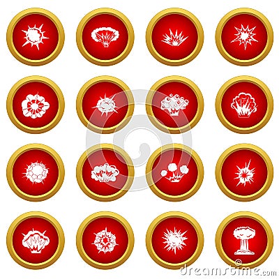 Explosion icon red circle set Vector Illustration