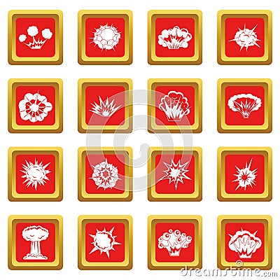 Explosion icons set red Vector Illustration