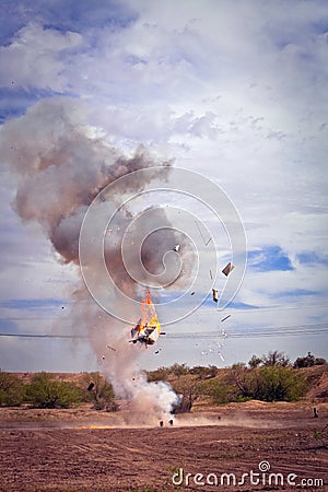 Explosion by movie special effects pyrotechnics Stock Photo