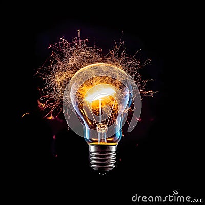 Explosion of a traditional electric bulb Stock Photo