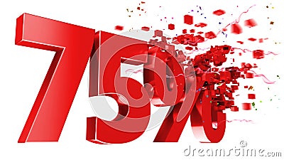 Explosive 75 percent off on white background Stock Photo