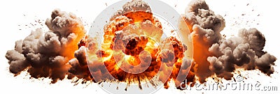 explosive fireball explosion against a white background Stock Photo
