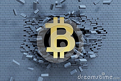 Explosive growth of bitcoin, 3d concept Stock Photo