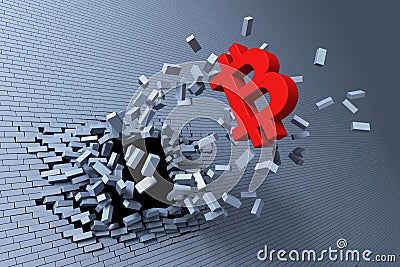 Explosive growth of bitcoin, 3d rendering concept Stock Photo