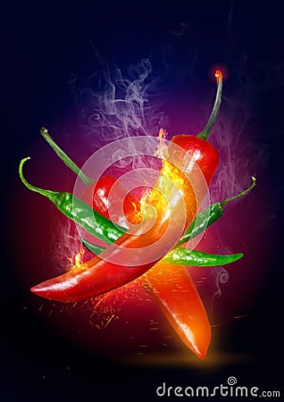 Explosive Hot Chili Stock Photo