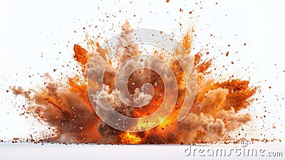 Explosive Impact: Massive Blast on a White Canvas Stock Photo