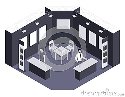 Expo Center Isometric Background Cartoon Illustration