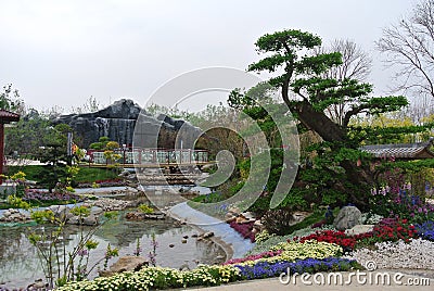 EXPO 2019, Chinese Classical Garden, Chinese Architectures, Chinese Culture, 2019 Beijing International Horticultural Exposition Editorial Stock Photo