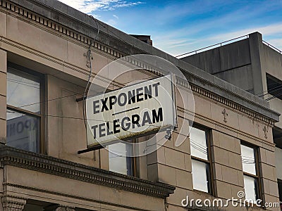 The Exponent Telegram Newspaper sign in Clarksburg WV USA Editorial Stock Photo