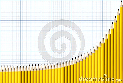 Exponential Graph Pencils Stock Photo