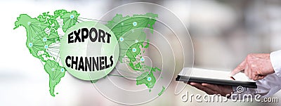 Export channels concept with man using a tablet Stock Photo