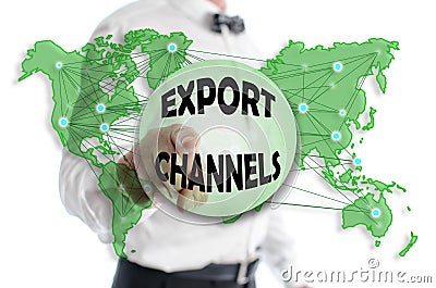 Export channels concept shown by a man Stock Photo