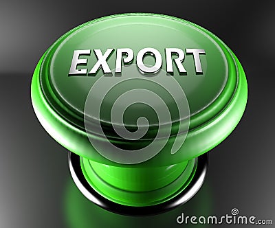 EXPORT green emergency push button - 3D rendering illustration Cartoon Illustration