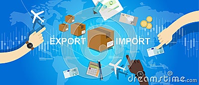 Export import global trade world map market international Vector Illustration