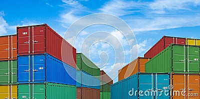 Export or import shipping cargo container stacks Stock Photo