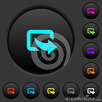 Export symbol with bottom right arrow dark push buttons with color icons Stock Photo