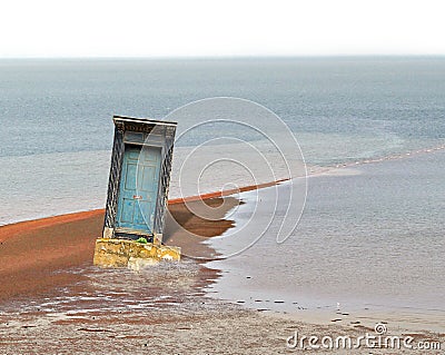 Exposed door at low tide abstract Stock Photo