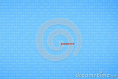 Exposed passord amid binary computer code Stock Photo