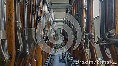 Exposition of old rifles Editorial Stock Photo