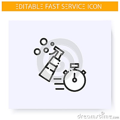 Express cleaning line icon. Editable illustration Vector Illustration