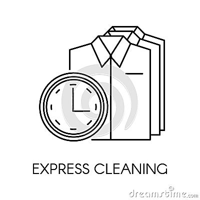 Express cleaning of shirts, clock as fast service Vector Illustration