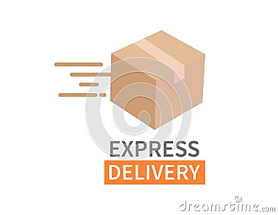 Express delivery with Carton packaging box. Fast delivery. Flat vector illustration Vector Illustration